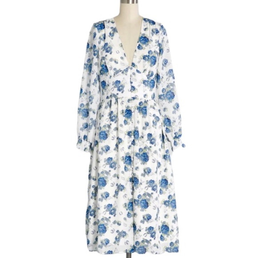 NWOT Modcloth Howdy Petal Partner Western Floral Horse Boot Print Midi Dress